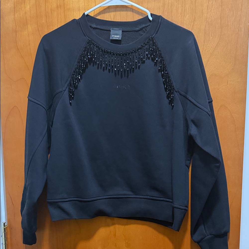 Pinko Black Beaded Sweatshirt